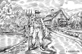 Vợ người nông dân ở đâu trong bức ảnh này?